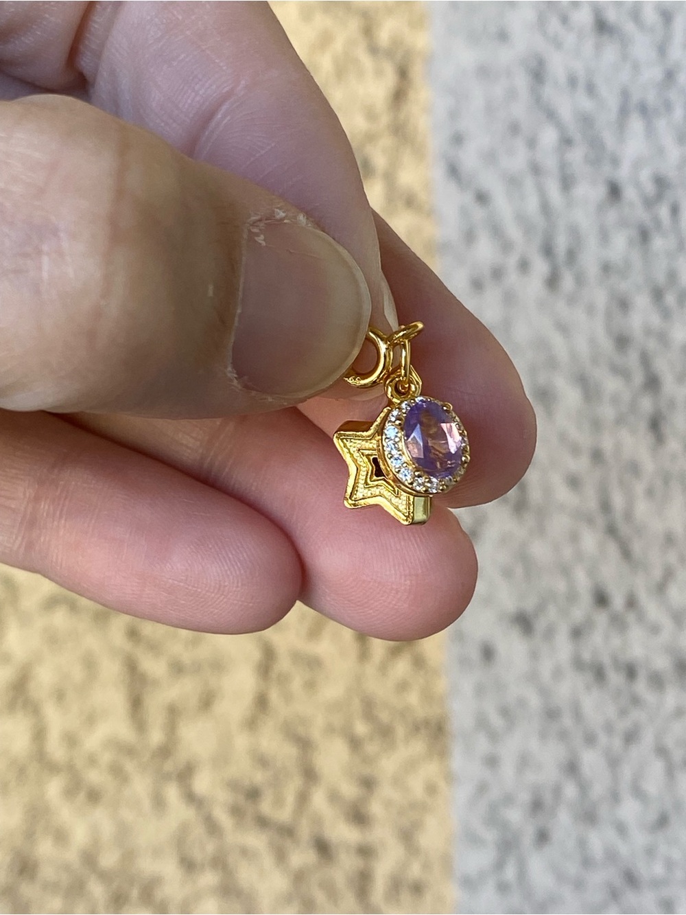 S925 Lavender Moon Quartz Celestial Charm